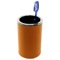 Round Toothbrush Holder Made From Faux Leather in Orange Finish